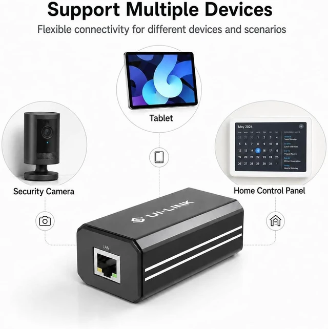 Alt view image 6 of 6 - Gigabit PoE to USB-C Adapter, 25W PD Charging and 1000Mbps Ethernet, IEEE 802.3af/at Converter for Tablets, Kiosks, Cameras and Echo Hub