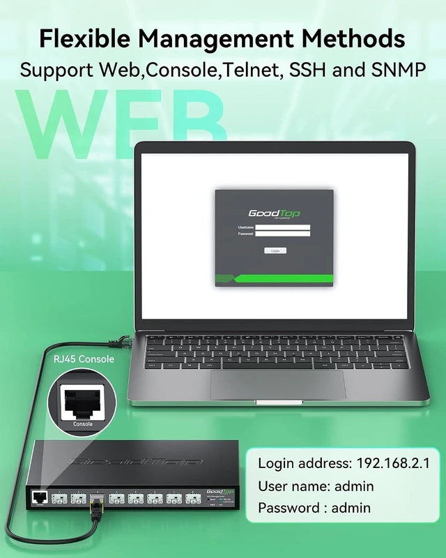 Alt view image 5 of 7 - 8-Port 10G SFP+ Switch, Layer 3 Managed, Enterprise Network Fiber Switch