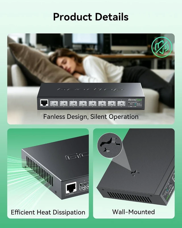Alt view image 6 of 7 - 8-Port 10G SFP+ Switch, Layer 3 Managed, Enterprise Network Fiber Switch