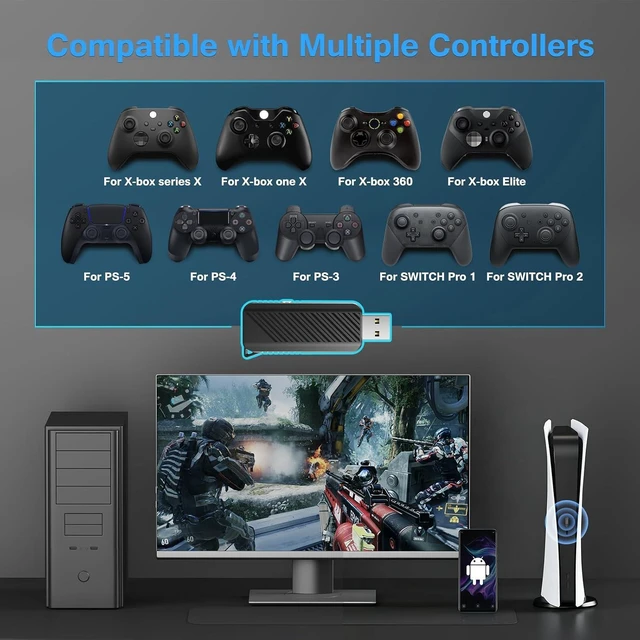 Alt view image 3 of 7 - IWGAME Adapter Gamepad for PS-5/PS-4/PC, SupportsTurbo/Macro Features