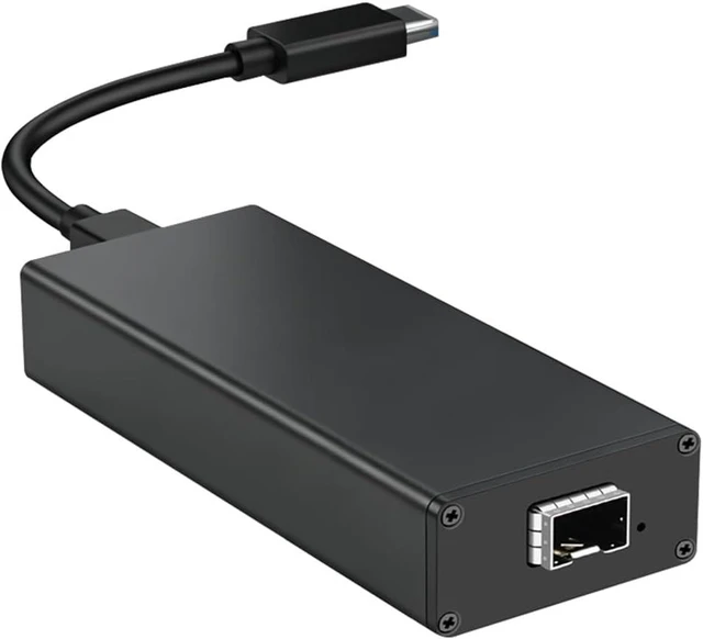 Main image of USB C to 10Gbps Fiber Network Adaptor, Type-C to SFP+ 10Gigabit Ethernet Adapter, Thunderbolt 3/4 with Intel JHL7440 & 82599EN, Built-in Cooling Fan, for MacBook, Laptop Converter