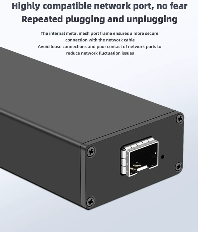 Alt view image 3 of 7 - USB C to 10Gbps Fiber Network Adaptor, Type-C to SFP+ 10Gigabit Ethernet Adapter, Thunderbolt 3/4 with Intel JHL7440 & 82599EN, Built-in Cooling Fan, for MacBook, Laptop Converter