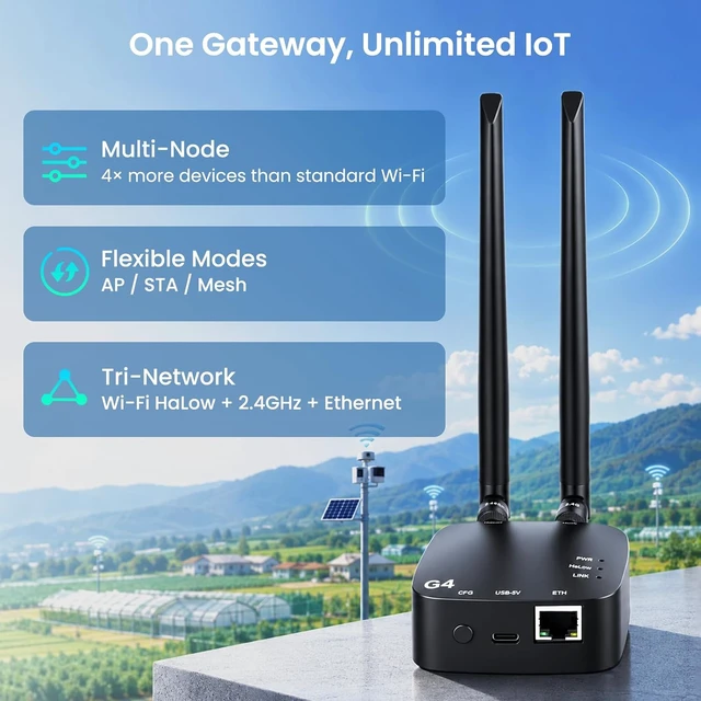 Alt view image 3 of 7 - FamilyKit Wi-Fi HaLow Gateway ThinkNode G4 802.11ah Dual-Band Mesh 915MHz