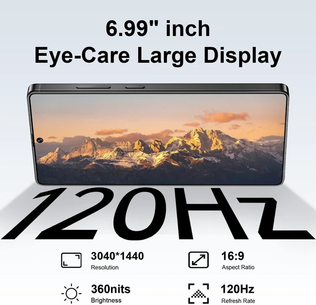 Alt view image 3 of 7 - I25 Ultra 5G Unlocked Smartphone,16GB+512GB 7000mAh Fully Cell Phone for Android 14, 6.99" HD Screen Unlocked Cell Phone, 68MP+108MP Dual Camera/Dual SIM/Fingerprint (Titanium Blue)