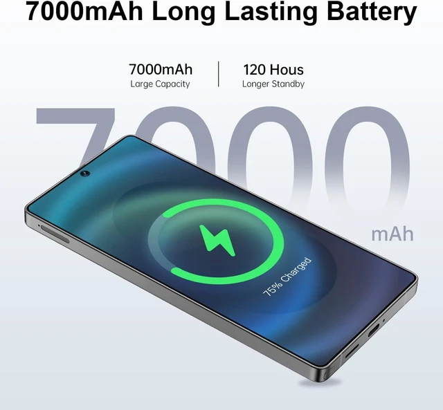 Alt view image 4 of 7 - I25 Ultra 5G Unlocked Smartphone,16GB+512GB 7000mAh Fully Cell Phone for Android 14, 6.99" HD Screen Unlocked Cell Phone, 68MP+108MP Dual Camera/Dual SIM/Fingerprint (Titanium Blue)