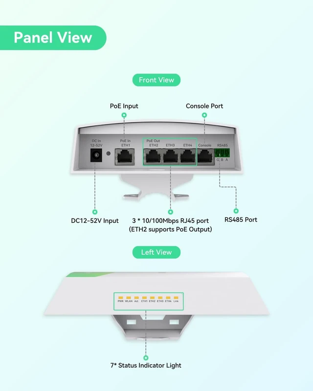 Alt view image 2 of 7 - LINOVISION 5.8GHz 3KM Outdoor PtP Wireless Bridge with 1 PoE Output & RS485