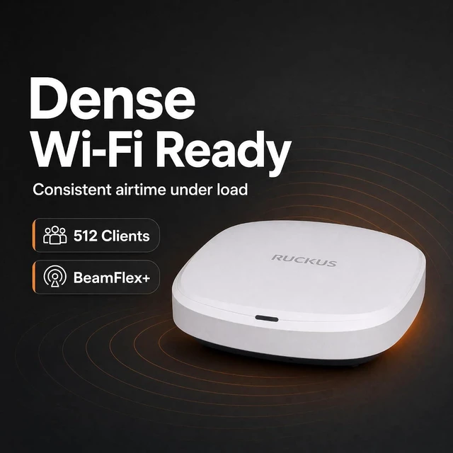 Alt view image 3 of 7 - Ruckus R575 Wi-Fi 7 Indoor Access Point Tri-Band 9.3 Gbps, 2x2:2 BeamFlex+ Adaptive Antennas, 512 Devices, 2× 2.5GbE Managed via Ruckus One, SmartZone, or Unleashed (901-R575-US00)