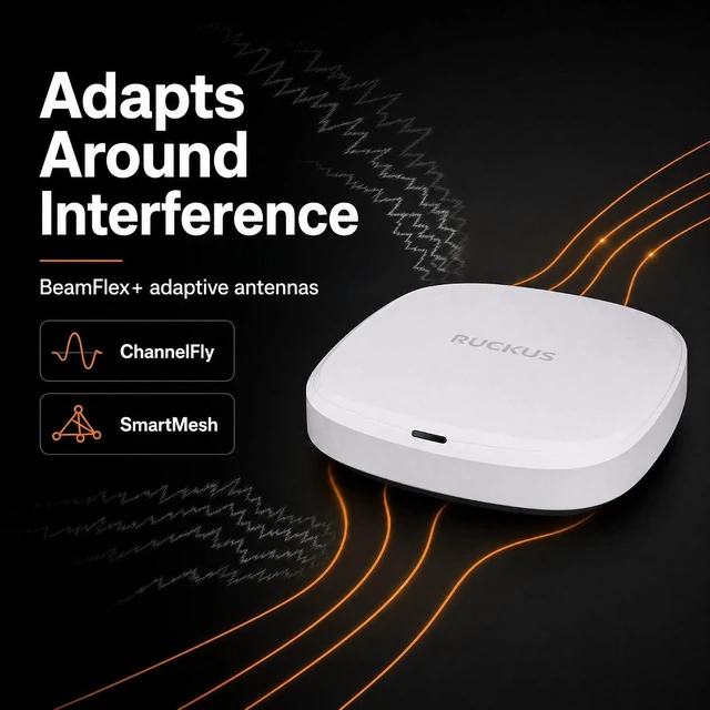 Alt view image 7 of 7 - Ruckus R575 Wi-Fi 7 Indoor Access Point Tri-Band 9.3 Gbps, 2x2:2 BeamFlex+ Adaptive Antennas, 512 Devices, 2× 2.5GbE Managed via Ruckus One, SmartZone, or Unleashed (901-R575-US00)