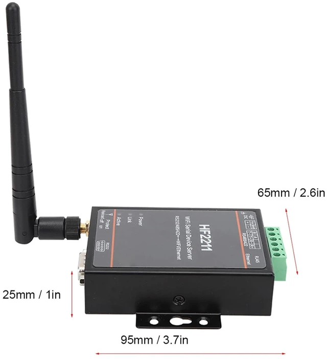 Alt view image 7 of 7 - HF2211, HF2211 Serial Device Server, RS232/485/422 to WiFi and Ethernet DTU Short Message Communication Module, 5-36VDC Serial Data, Device Servers