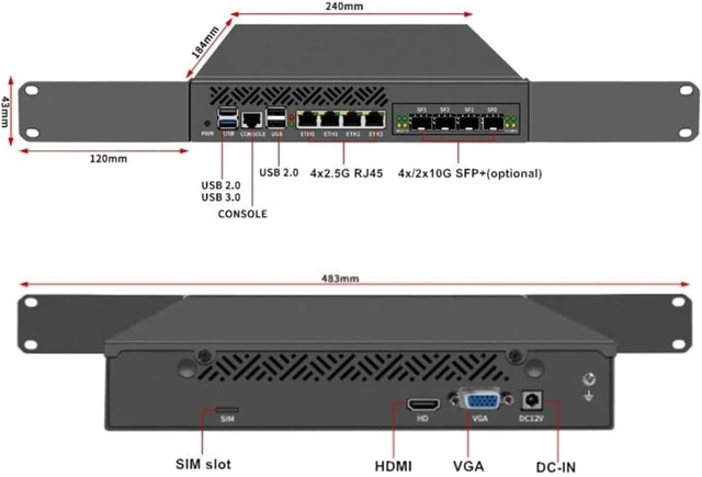 Alt view image 4 of 6 - FakestarPC 1U 9.5 Inch Rack-Mounted Firewall Appliance Mini PC Alder Lake N150 4xi226-V 2.5G Gateway Network Security Server