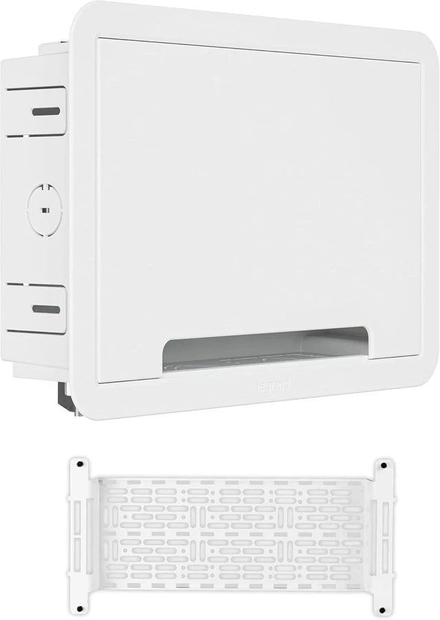 Alt view image 2 of 7 - Legrand On-Q 9 in-Wall Media Enclosure + 8-Port Cat5e Network Interface Module Bundle Recessed Structured Wiring Box with Ethernet Distribution Panel