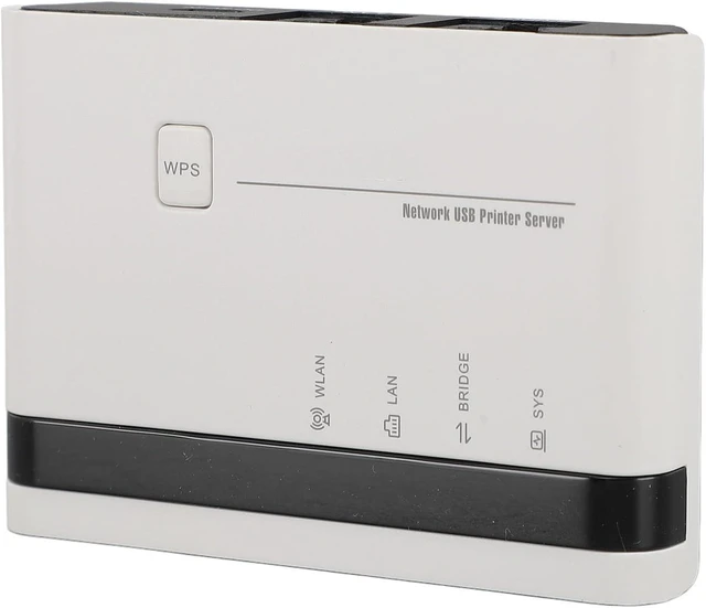 Main image of Cuifati USB Printer Server with 2 Ports 10/100Mbps, Wired Wireless Network Print Server for Home Office 7 8 10 11 OS X (US Plug)