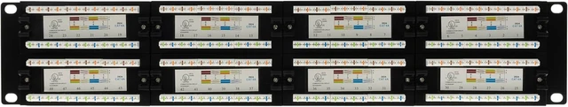 Alt view image 2 of 7 - 48-Port Cat6a Patch Panel, Rackmount 19" Horizontal, Wall Mount Panel, RJ45 Ethernet 110 Type, 2U, Black
