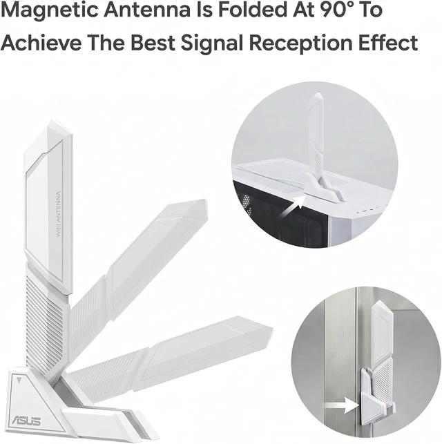 Alt view image 3 of 7 - WiFi 7 Antenna 2.4G 5G 6G Dual Band Magnetic Wi-Fi 6E WI-FI7 for ASUS ROG
