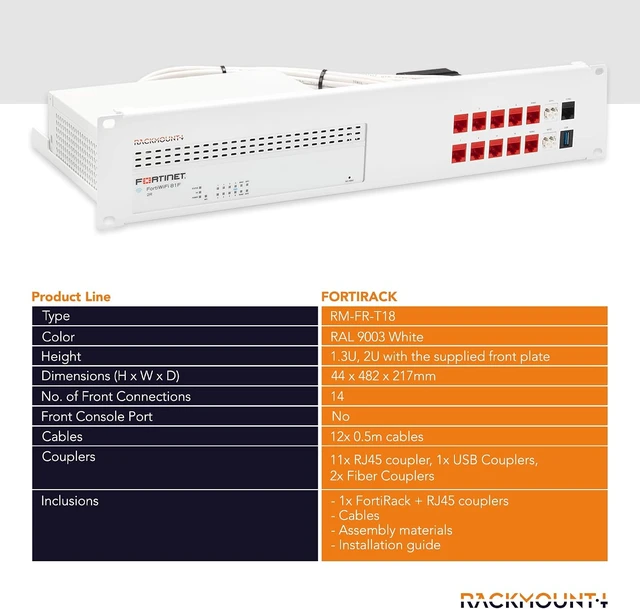 Alt view image 4 of 7 - Rackmount.IT Kit Compatible with FortiGate 80F-POE / 81F-POE