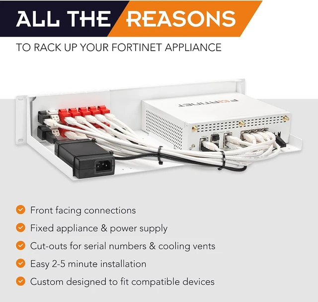 Alt view image 3 of 7 - Rackmount.IT Kit Compatible with FortiGate 80F-POE / 81F-POE