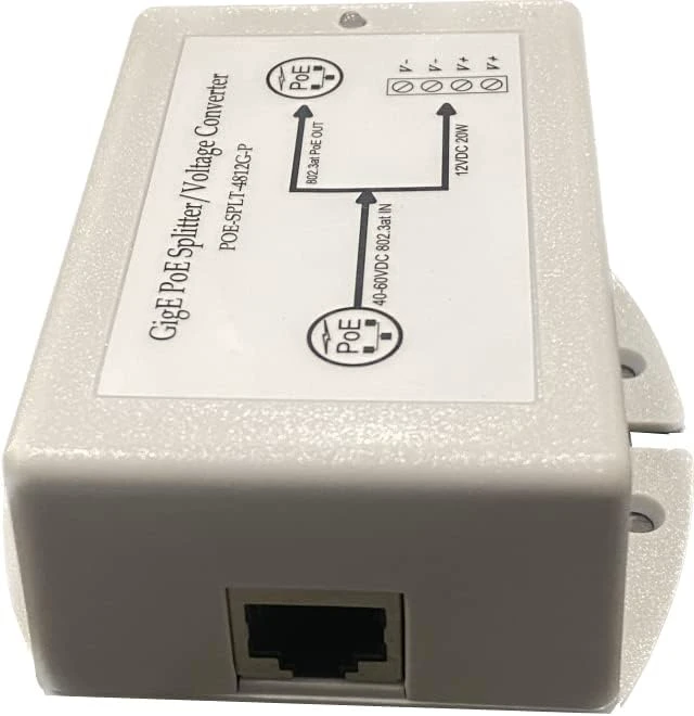 Alt view image 3 of 3 - POE-SPLT-4812G-P - Gigabit PoE Splitter/Voltage Converter, 48V 802.3at Input, 12VDC Wire Terminal and 48V 802.3at Passthru PoE Output
