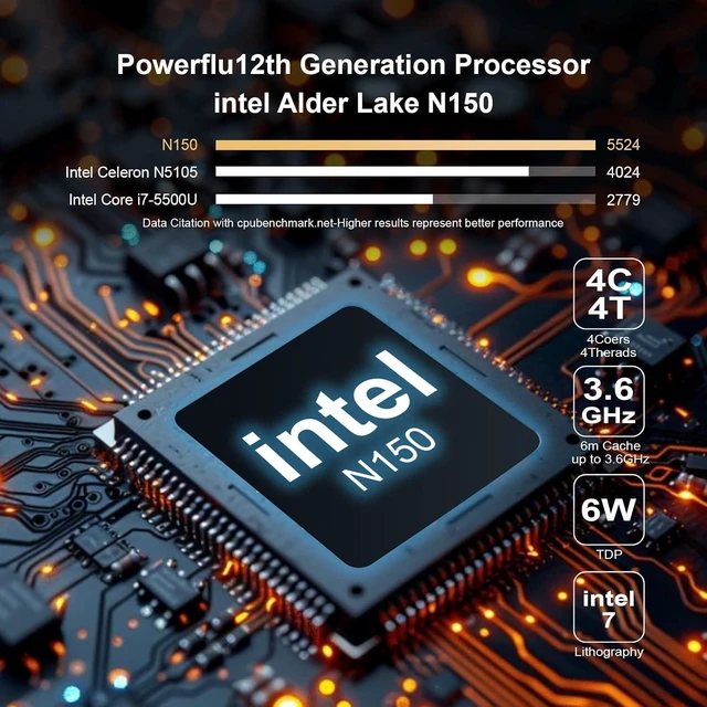 Alt view image 5 of 6 - N150 Fanless Mini PC Firewall, 2x10G Marvell LAN + 2xi226 2.5GbE LAN, DDR5 Single Slot, 2x M.2 NVMe, HDMI DP, Type-C, Support PVE ESXi OPNsense, Soft Router NAS Micro Computer, No RAM No SSD