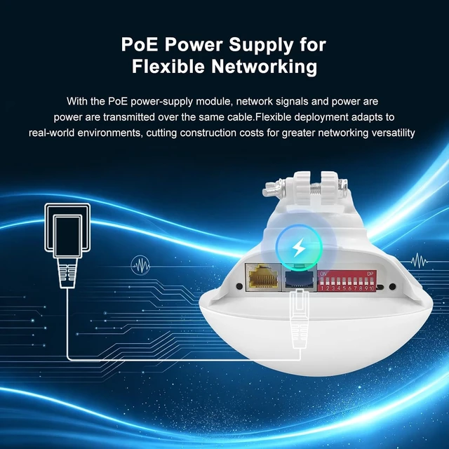 Alt view image 5 of 7 - TODAAIR 5.8GHz 3KM Outdoor Point to Point Wireless Bridge, DIP, IP65 PoE