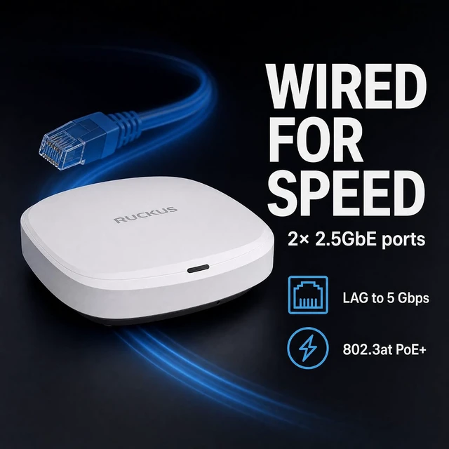 Alt view image 7 of 7 - Ruckus R575 Wi-Fi 7 Indoor Access Point Tri-Band 9.3 Gbps, 2x2:2 BeamFlex+ Adaptive Antennas, 512 Devices, 2× 2.5GbE Unleashed: No Controller, No License Required (9U1-R575-US00)