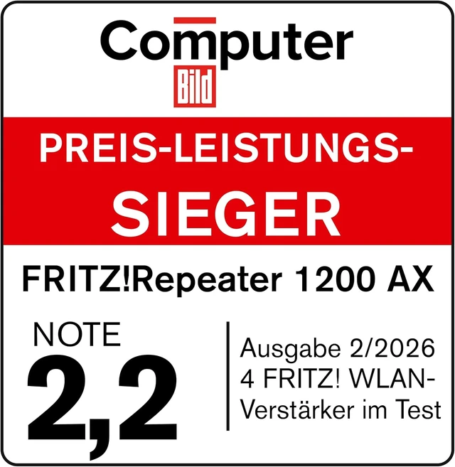 Alt view image 5 of 5 - SONO Fritz! Repeater 1200 AX (ripetitore Wi-Fi 6) dotato di Due unità Radio (Banda 5 GHz (fino a 2.400 Mbps), Banda 2,4 GHz (fino a 600 Mbps), versione in Lingua tedesca)