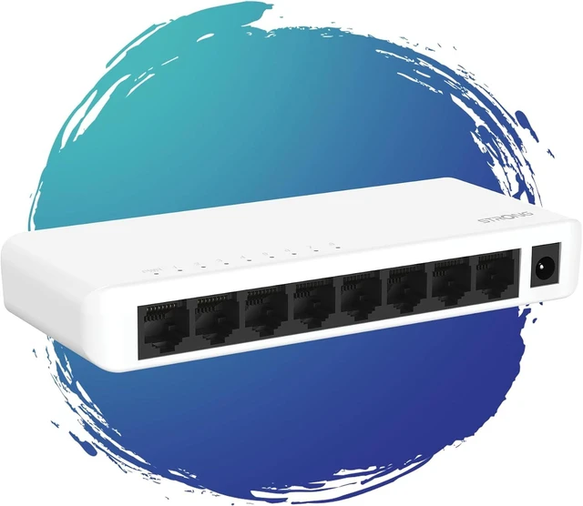 Main image of STRONG SW8000P 8-Port Gigabit Desktop Switch, Desktop and Wall Mounting, Ideal for Fast LAN Connections, Network Extension, White