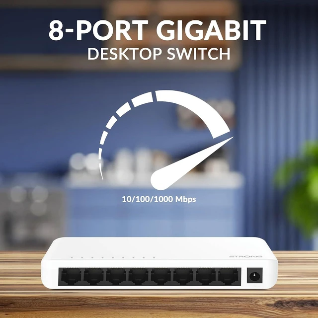 Alt view image 2 of 7 - STRONG SW8000P 8-Port Gigabit Desktop Switch, Desktop and Wall Mounting, Ideal for Fast LAN Connections, Network Extension, White