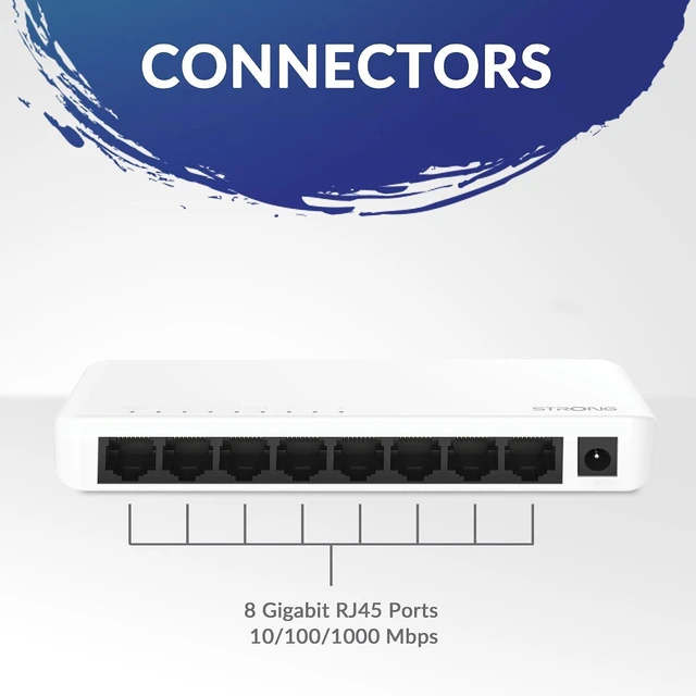 Alt view image 7 of 7 - STRONG SW8000P 8-Port Gigabit Desktop Switch, Desktop and Wall Mounting, Ideal for Fast LAN Connections, Network Extension, White