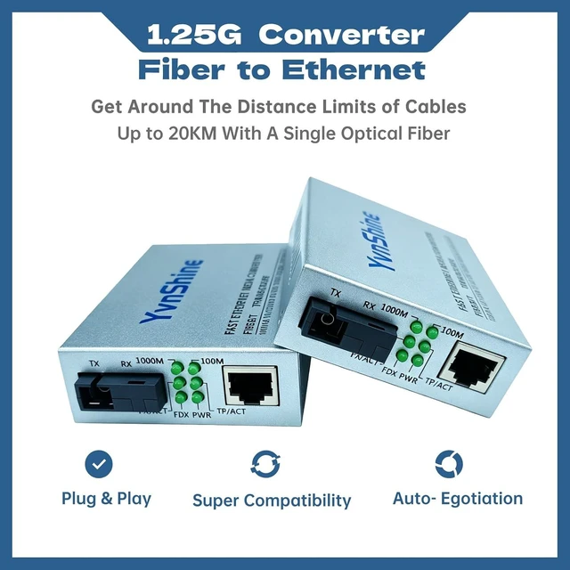 Alt view image 2 of 7 - Gigabit SingleMode Fiber to Ethernet Media Converter, SC to RJ45 (Bidi)