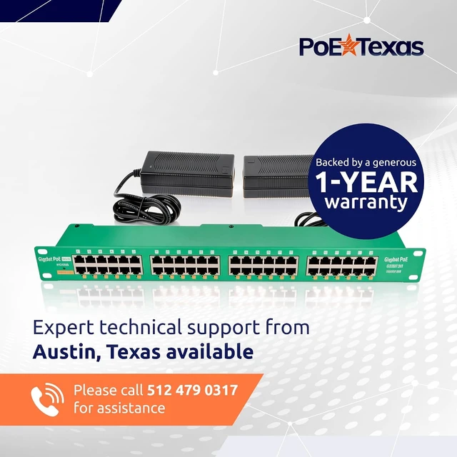 Alt view image 7 of 7 - PoE Texas 24-Port IEEE 802.3at PoE+ Injector with 2 x 120W Supplies