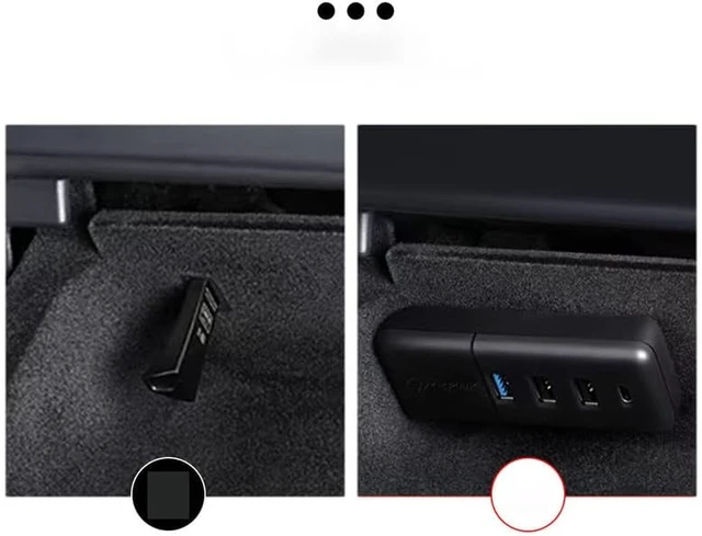 Alt view image 2 of 4 - for Tesla modely/3 Glovebox Docking Station 4-in-1 USB Hub HUB Converter Head Multi-Port Glovebox Hub Flash Drive Docking Station (3Y-Black)