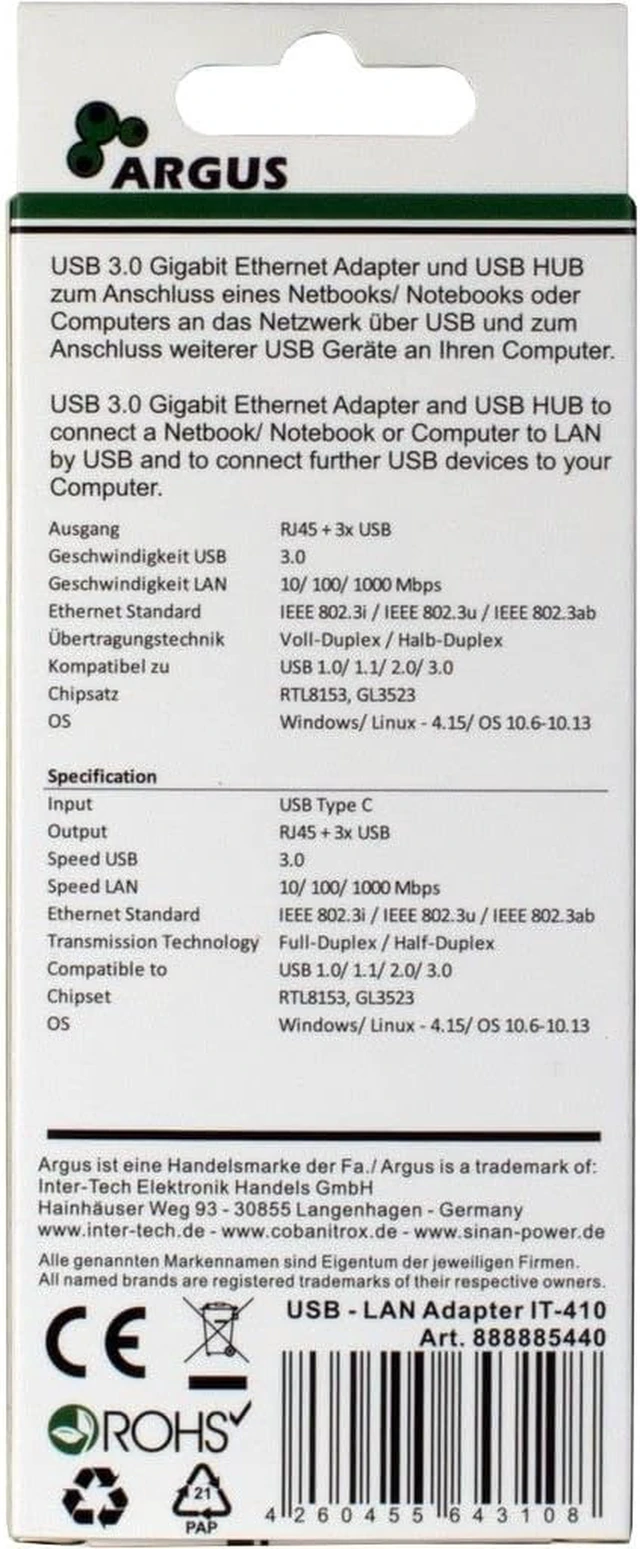 Alt view image 4 of 4 - 88885440 LAN Adapter Argus IT-410