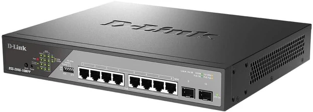 Main image of D-Link 10-Port PoE++ Switch Gigabit Ethernet Smart-Managed, 8 x PoE (242 Watt) & 2 x SFP Ports (DSS-200G-10MPP)