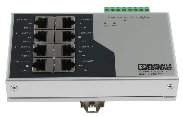 Alt view image 2 of 4 - Phoenix Contact, 2832771, FL Switch SF 8TX Industrial Ethernet Switch, 8 TP RJ45 Ports, Automatic Detection of Data Transmission Speed of 10 or 100 Mbps (RJ45), autocrossing Function