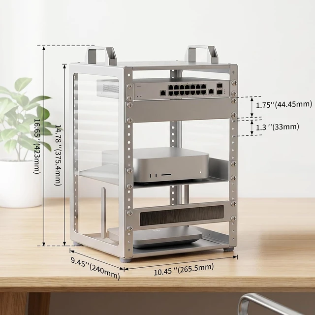 Alt view image 2 of 7 - 8U 10 Inch Network Rack, 9.45 Inch Deep Desktop Mini Stackable Server Rack