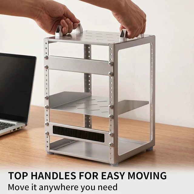 Alt view image 5 of 7 - 8U 10 Inch Network Rack, 9.45 Inch Deep Desktop Mini Stackable Server Rack