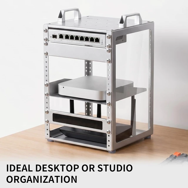 Alt view image 6 of 7 - 8U 10 Inch Network Rack, 9.45 Inch Deep Desktop Mini Stackable Server Rack