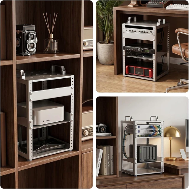 Alt view image 7 of 7 - 8U 10 Inch Network Rack, 9.45 Inch Deep Desktop Mini Stackable Server Rack
