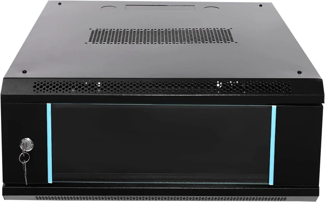 Main image of 4U Wall Mount Network Server Cabinet IT Network Rack Enclosure Lockable Door and Side Panels Black for Computer Electronics Equipment Data Rack Networking up to 110.23lbs Capacity-23.62x23.62x9.45inch
