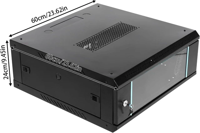 Alt view image 2 of 7 - 4U Wall Mount Network Server Cabinet IT Network Rack Enclosure Lockable Door and Side Panels Black for Computer Electronics Equipment Data Rack Networking up to 110.23lbs Capacity-23.62x23.62x9.45inch