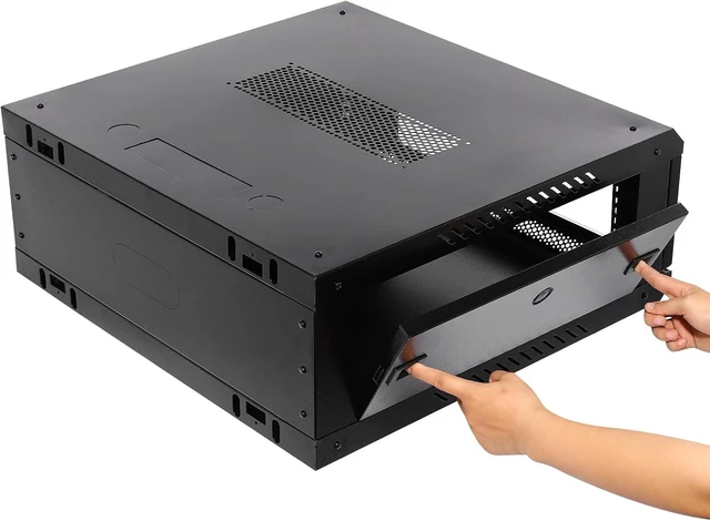 Alt view image 3 of 7 - 4U Wall Mount Network Server Cabinet IT Network Rack Enclosure Lockable Door and Side Panels Black for Computer Electronics Equipment Data Rack Networking up to 110.23lbs Capacity-23.62x23.62x9.45inch