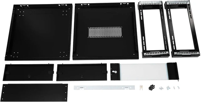 Alt view image 7 of 7 - 4U Wall Mount Network Server Cabinet IT Network Rack Enclosure Lockable Door and Side Panels Black for Computer Electronics Equipment Data Rack Networking up to 110.23lbs Capacity-23.62x23.62x9.45inch
