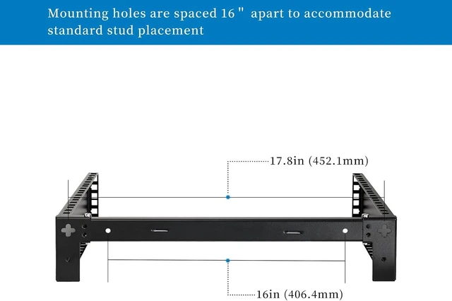 Alt view image 4 of 6 - RackPath 2U Wall Mount Network Rack - Patch Panel Bracket for Server and Network Equipment 11.25 inch Deep Heavy Duty 150lbs Capacity
