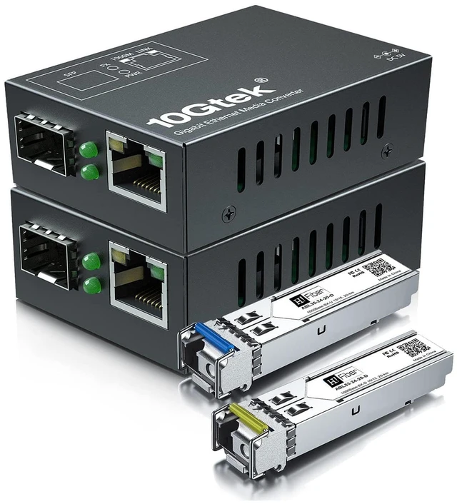 Main image of A Pair of Mini Size Gigabit Bidi Media Converter, Single Mode Single LC to RJ45, Fiber to Ethernet Converter, 10/100/1000Base-Tx to 1000Base-LX, 1310nm/1550nm, Up to 20km, UL Certified