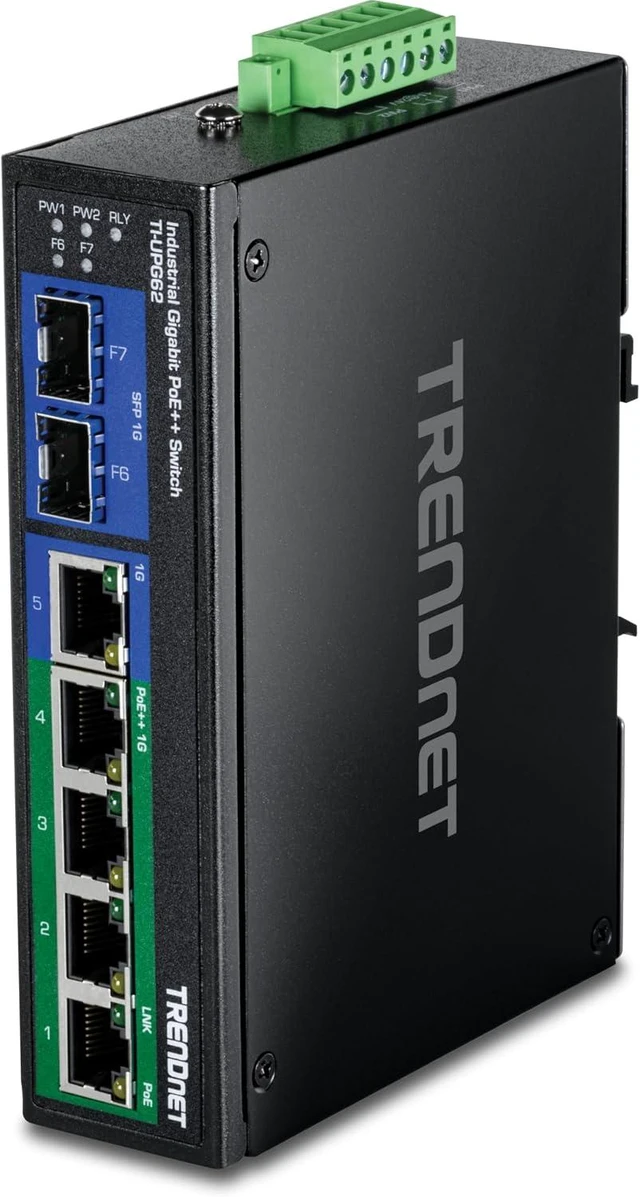 Main image of TRENDnet 7-Port Industrial Gigabit PoE++ DIN-Rail Switch, TI-UPG62