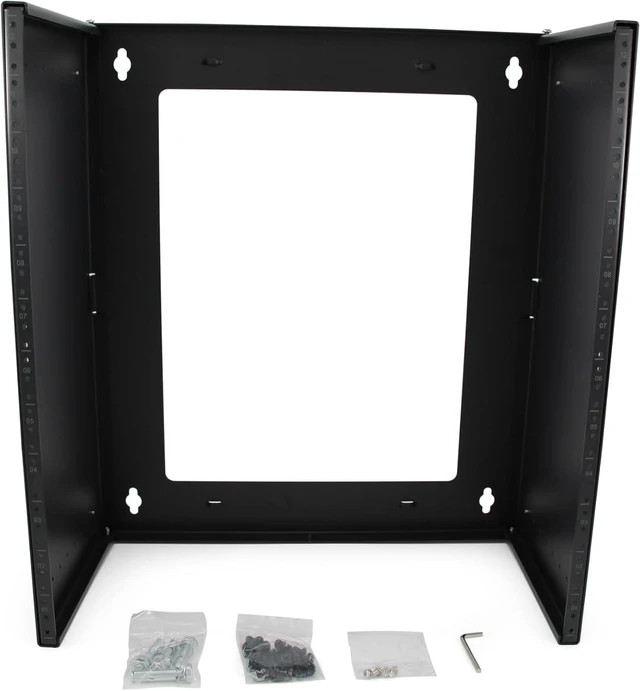 Main image of 12U Patch Panel Bracket Wall Mount Rack for 19 Networking Equipment, Expandable Depth 9.5 to 15.5, Rack Mount, 100lbs Capacity, Perfect for Servers, Sound & Security Equipment! (12U)