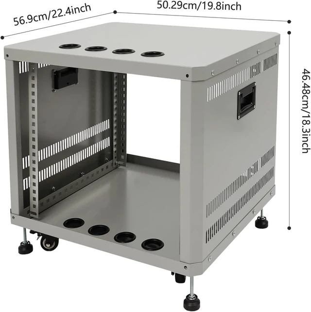 Alt view image 5 of 7 - 9U Open Frame Server Rack Free Standing and Tabletop Network Server Rack AV Rack with Casters for Networking IT Equipment AV Gear Router Modem (White, 9U)