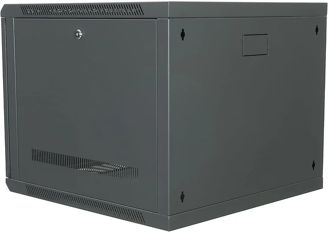 Alt view image 2 of 7 - Networx 9U Wall Mount Server Cabinet - 24 Inch Depth, Acrylic Door, Flat Packed