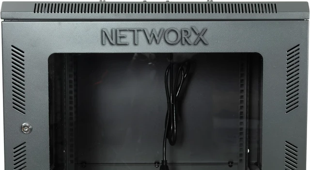 Alt view image 6 of 7 - Networx 9U Wall Mount Server Cabinet - 24 Inch Depth, Acrylic Door, Flat Packed