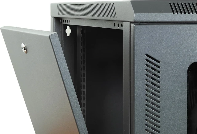Alt view image 5 of 7 - Networx 9U Wall Mount Server Cabinet - 24 Inch Depth, Acrylic Door, Flat Packed